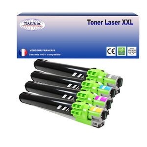 Lot de 4 toner compatibles avec  ricoh aficio mpc2000  mpc2500  mpc3000  mpc3000e remplace ricoh 888640/41/42/43 (noir+couleur) - t3azur