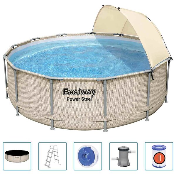 Bestway Ensemble de piscine avec auvent Power Steel 396x107 cm