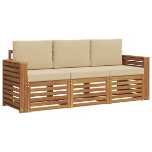 vidaXL Ensembles de canapés avec coussin 3 Pièces Naturel et Beige