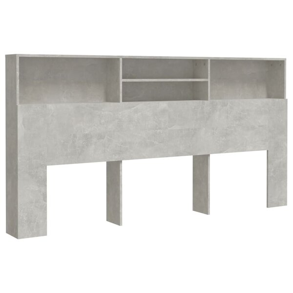vidaXL Armoire de tête de lit Gris béton 200x19x103 5 cm
