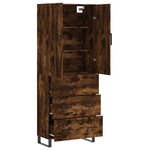 vidaXL Buffet haut Chêne fumé 69 5x34x180 cm Bois d'ingénierie