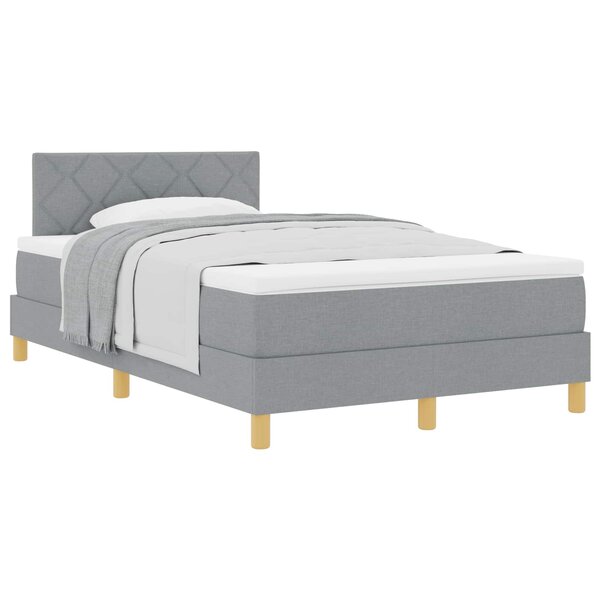 vidaXL Lit à ressorts avec coussin Gris clair 120 x 190 cm tissu