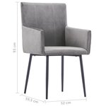 Vidaxl chaises à manger avec accoudoirs lot de 2 gris velours