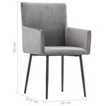 vidaXL Chaises à manger avec accoudoirs lot de 2 gris velours