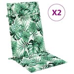 vidaXL Coussins de chaise à dossier haut lot de 2 modèle de feuille