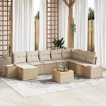 vidaXL Ensemble de canapé de jardin 9 Pièces Beige  blanc