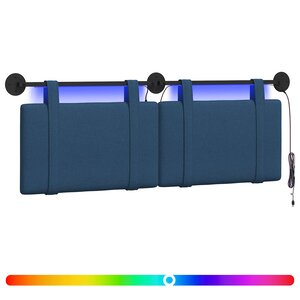 vidaXL Tête de lit suspendue Avec lumière LED Bleu Tissu