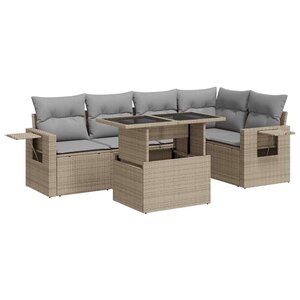 vidaXL Salon de jardin avec coussins 6 Pièces beige résine tressée
