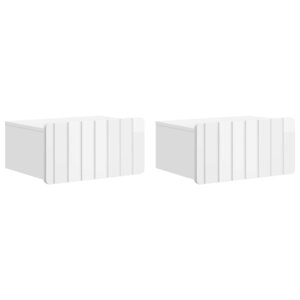 vidaXL Cabinet de chevet mural 2 Pièces Blanc brillant 49 x 34 5 x 24 cm