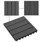 vidaXL Carreau de terrasse en relief 11 Pièces WPC 30x30 cm 1 m² Noir