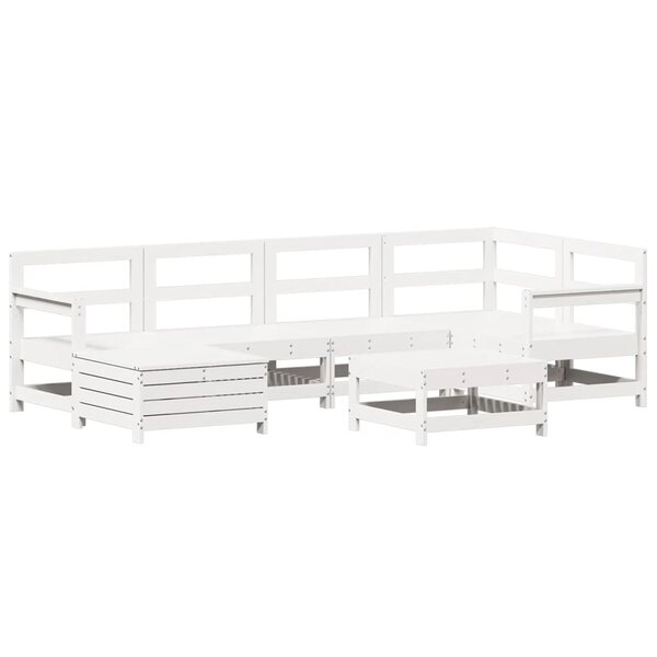 vidaXL Salon de jardin 7 Pièces blanc bois de pin massif