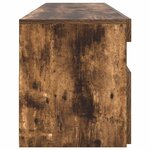 vidaXL Meuble TV avec lumières LED Chêne fumé 90x35x40 cm