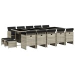 vidaXL Ensemble à manger de jardin et coussins 15 Pièces gris clair rotin
