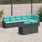 vidaXL Ensemble de Canapés avec coussin 8 Pièces Noir polyrotin