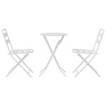 vidaXL Ensemble bistro de jardin 3 Pièces Blanc Acier