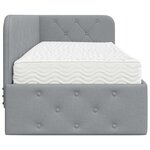 vidaXL Cadre de lit d'angle avec matelas Gris clair 80 x 200 cm tissu