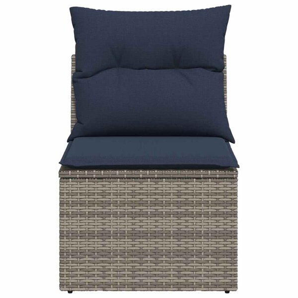 vidaXL Chaise de jardin sans accoudoirs avec coussins gris poly rotin