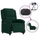 vidaXL Fauteuil inclinable électrique vert foncé velours