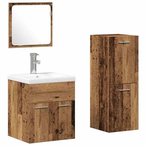 vidaXL Ensemble de mobilier de salle de bain 4 Pièces Bois ancien