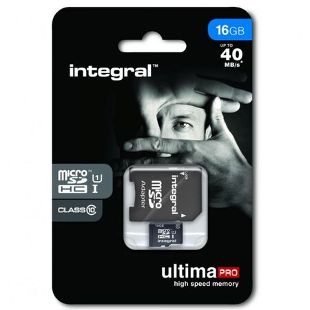 Carte mémoire Micro SD Integral UltimaPro 16 Go Class 10 + adaptateur SD