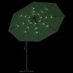 vidaXL Parasol de jardin en porte-à-feux et lumières LED mât en métal