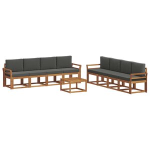 vidaXL Ensemble de canapés d'extérieur 9 pc Naturel et Anthracite