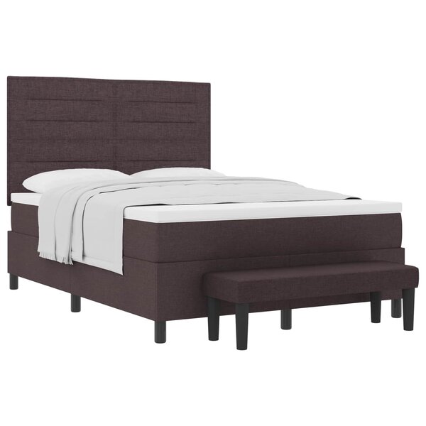 vidaXL Lit à ressorts avec coussin Marron foncé 140 x 190 cm tissu