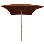 vidaXL Parasol d'extérieur avec mât en bois Terre cuite 200x300 cm