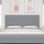 vidaXL Tête de Lit LED Design Lignes Gris Clair 90 cm Tissu