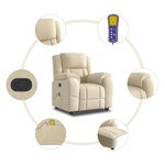 vidaXL Fauteuil de massage inclinable Crème Tissu