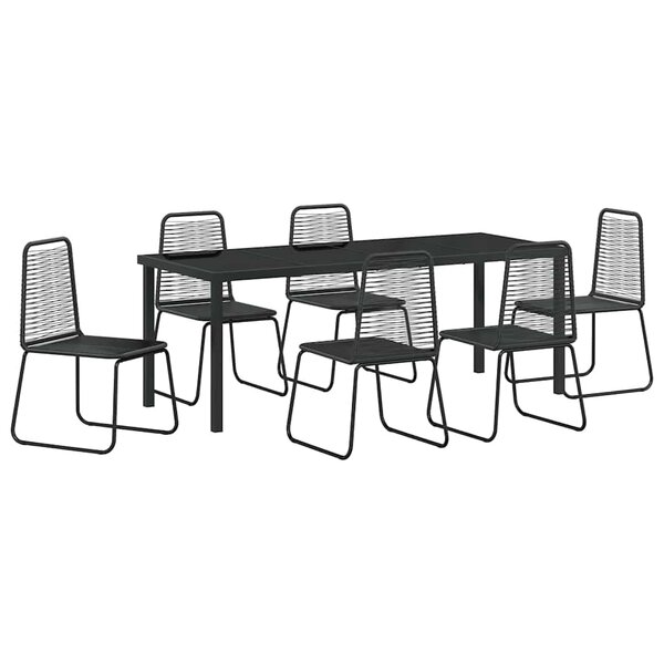 vidaXL Ensemble de salle à manger pour jardin 7 Pièces Noir