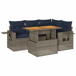vidaXL Salon de jardin 5 Pièces avec coussins gris résine tressée
