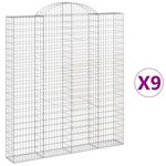 vidaXL Paniers à gabions arqués 9 Pièces 200x30x220/240 cm fer galvanisé