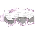 vidaXL Ensemble de canapé de jardin avec coussin 9 Pièces Gris Poly rotin