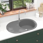 vidaXL Évier de cuisine en granit Bac unique Ovale Gris