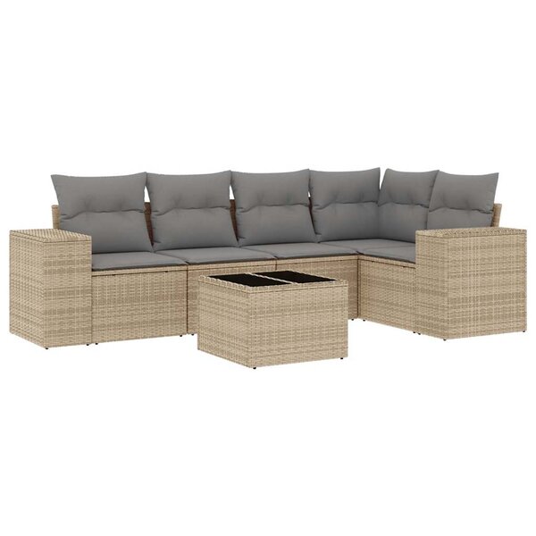 vidaXL Salon de jardin avec coussins 6 Pièces beige résine tressée