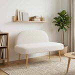 vidaXL Banc rembourré avec dossier Crème 110 x 60 x 76 cm Bouclé