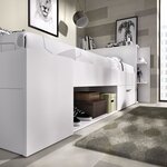 Lit enfant 90 x 190 cm multiples rangements - Décor blanc