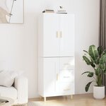 Vidaxl buffet haut blanc brillant 69 5x34x180 cm bois d'ingénierie