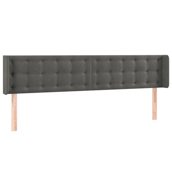 vidaXL Tête de lit avec oreilles Gris foncé 183x16x78/88 cm Velours