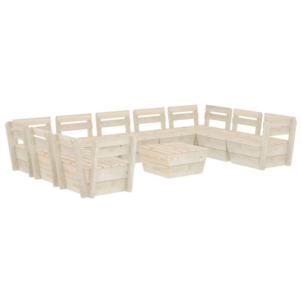 vidaXL Salon de jardin palette 10 Pièces Bois d'épicéa imprégné