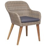 vidaXL Ensemble à manger de jardin et coussins 7 Pièces Marron