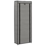 vidaXL Armoire à chaussures avec housse Gris 57x29x162 cm Tissu