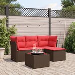 vidaXL Salon de jardin avec coussins 5 Pièces marron résine tressée