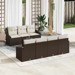 vidaXL Ensemble de canapé de jardin avec coussin 8 Pièces Marron  Crème