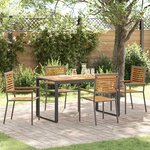vidaXL Ensemble de salle à manger pour jardin 5 Pièces Gris  Bois