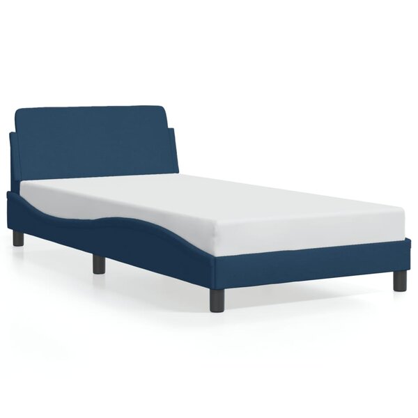 vidaXL Cadre de lit avec tête de lit sans matelas bleu 100x200cm tissu