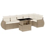 vidaXL Salon de jardin avec coussins 7 Pièces beige résine tressée
