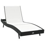 vidaXL Chaise Longue Noir Poly Rattan et Textilène