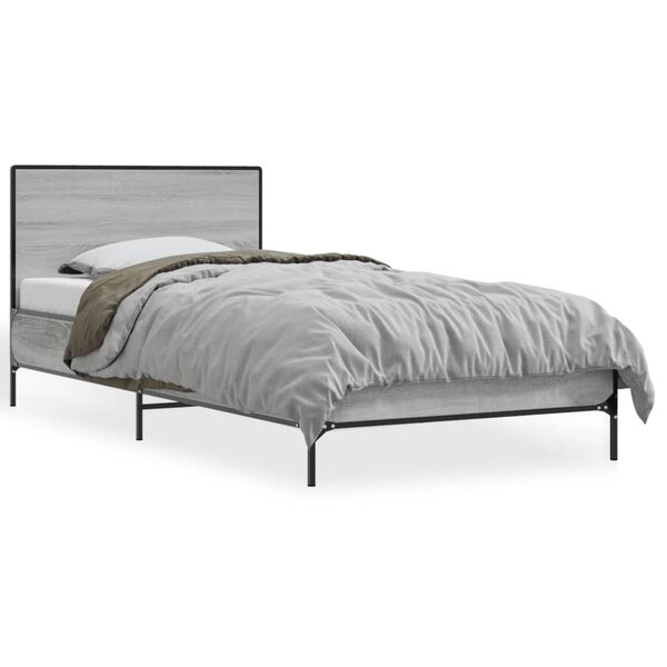 vidaXL Cadre de lit sans matelas sonoma gris 90x200 cm